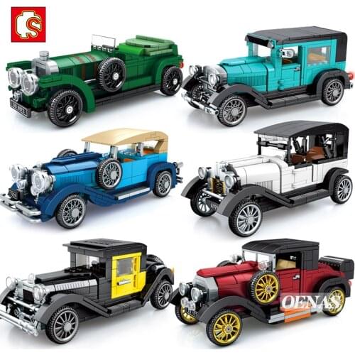 City Mechanical Classic Car MOC Creator Technic Classical Convertible Racing Vehicle Model Building Blocks Toys For Kids Gift