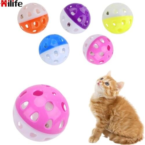 HILIFE Plastic Ball Interactive Plastic Cat Toy Ball with Bell Ring Pet Cat Supply Cat Training Toys Playing Chew Rattle Scratch