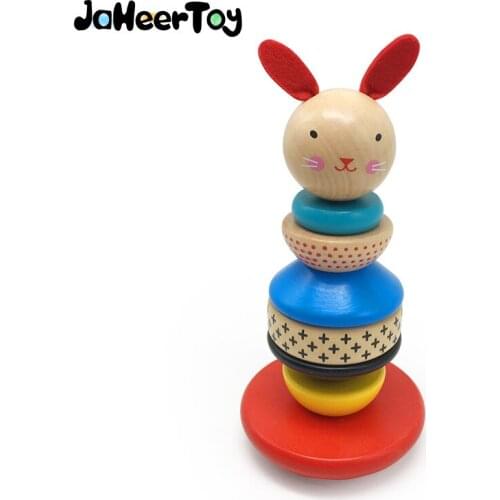 JaheerToy Wooden Baby Toys for Children Lovely Rabbit Superposition Nested Toy Color Classification Montessori Educational