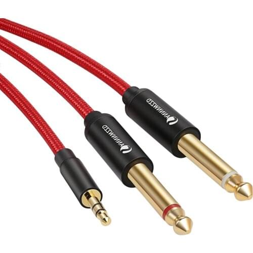 Jack Cable 3.5mm to Double 6.35mm Aux Cable 2mono 6.5 Jack to 3.5 Male for Mixer Amplifier Speaker 6.5mm 3.5 Jack Splitter Cable