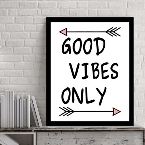 Good vibes only Canvas Paintings Black White Quotes Nursery Wall Art Poster Print Pictures for Kids Room Home Decor