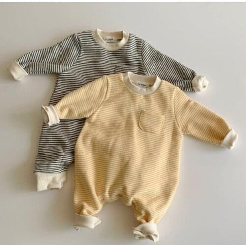 2020 Autumn And Winter Baby Jumpsuit Stripe Romper Fashion Simplicity Leisure Thickening Boys And Girls Jumpsuit Clothes