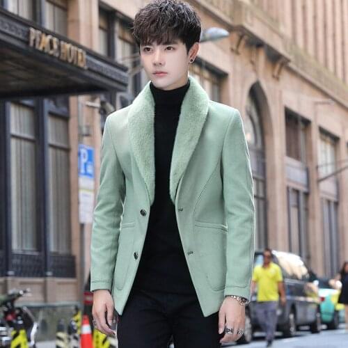 Big Fur Collar Short Winter Coats For Mens Green Bomber Black Trench Coats Yellow Overcoats 2020 Trendy Clothes Fashion Vogue
