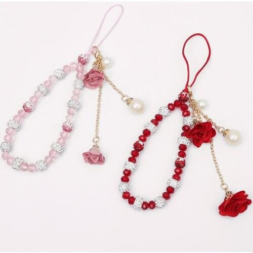 Short Mobile Phone Lanyard Creative Gypsum Flower Bracelet Key Chain Bijoux Bead Charm Strap Bracelet Telephone Collares Jewelry