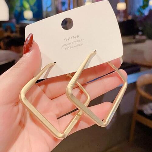 BLIJERY Fashion Big Square Hoop Earrings Boucles d'oreilles Korean Temperament Earrings for Women Accessories Retro Jewelry Gift