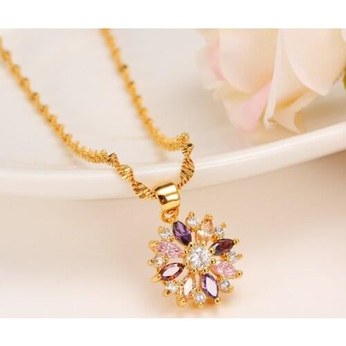 Crystal pendant classic pendant necklace chain for women Mothers Day gift Zircon Necklace Women Wedding Jewelry Femme Collier