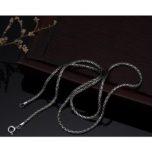 L&P New Fashion Available Real 925 Sterling Silver Chain Necklace Womens European and American Woven Chain 45cm 18 inch Jewelry