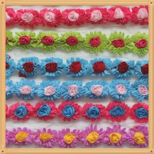 2y Cute Chiffon Flower Mesh Lace Trim For Baby Girls Headbands Hair Accessories Rompers Jumpsuit Dress Clothes Making Decoration