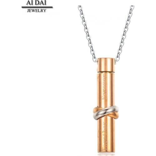Fashion Cylindrical Design Titanium Steel Necklace Personality Couple Necklace Rose Gold Jewelry