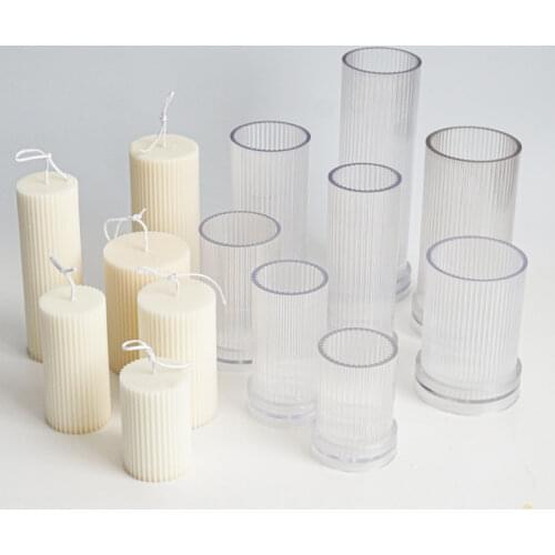 New DIY Pinstripe round Fine Tooth Cylindrical Candle Plastic Mold Striped Candle Pc Acrylic Plastic Mold Candle Making Kit