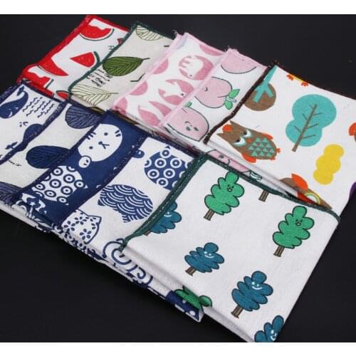 Brand New High Quality Hankerchief Scarves Vintage Linen Hankies Mens Pocket Square Handkerchiefs Cartoon Print Cotton Hnaky