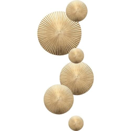 New Chinese Luxury Wall Hanging Round Gold Ornaments MDF Wooden Material Wall Accessories Home Sofa Wall Mural Decoration Crafts