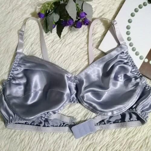 Single Layer Satin Silk Bra Women Girls Ultra-Thin Breathable Seamless Underwear Fashion Pure Color Large Size Mulberry Silk Bra