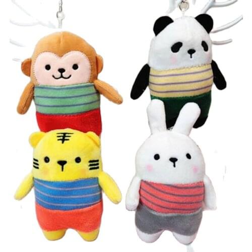 Wholesale 20pcs/lot Cute Cartoon Animals Tiger Panda Plush Toy Doll Small Pendant Monkey Rabbit Plush Keychain