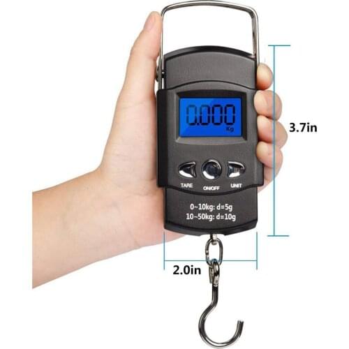 50kg x 10g Mini Portable Electronic Scale Weight Luggage Scale Digital Travel Hanging Hook with a Tape Measure for Tackle Bag