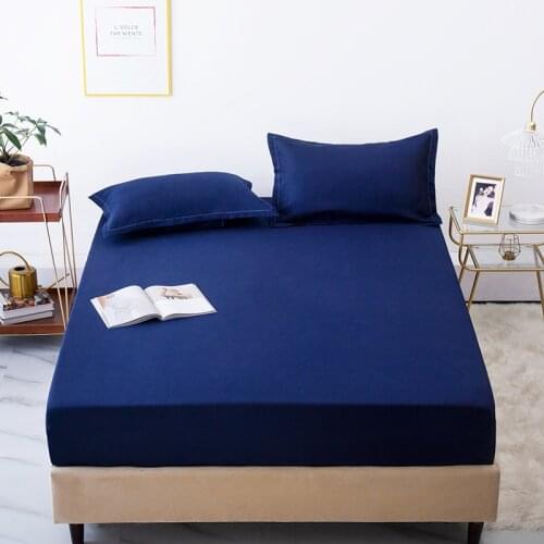 Fitted Sheet Mattress Cover Solid Color Sanding Bedding Linens Bed Sheets With Elastic Band Double Queen Size Bedsheet