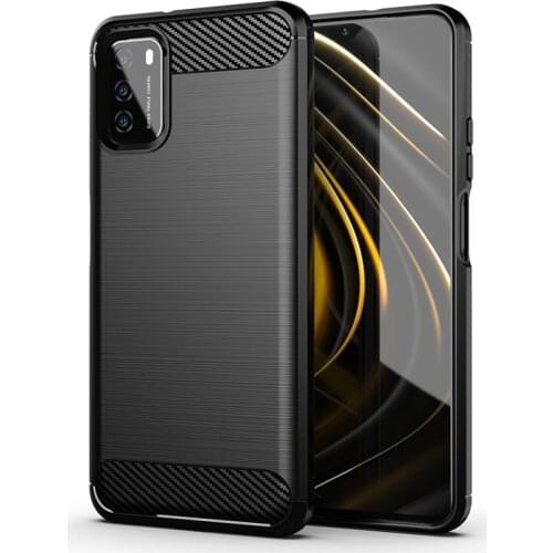 For Xiaomi Poco M3 6.53" 2020 M2010J19CG Carbon Fiber Cover Phone Bumper Case Full Protection Shockproof Anti Drop Shell