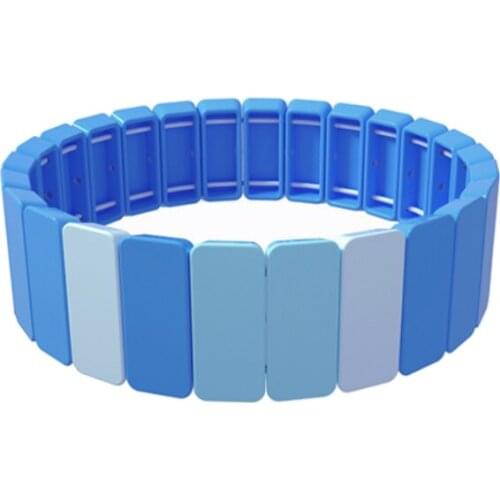 Luxury Designer Stackable Enamel Rainbow Tile Bracelet Handmade Beads Elastic Bangle Black Friday Bestfriend Gift for Women Girl