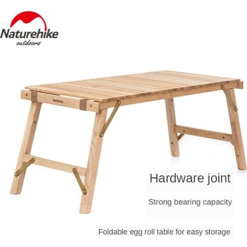 Naturehike 2020 New Arrive Outdoor Folding Wood Egg Roll Table Camping Picnic Barbecue Self-driving Travel Wood Table