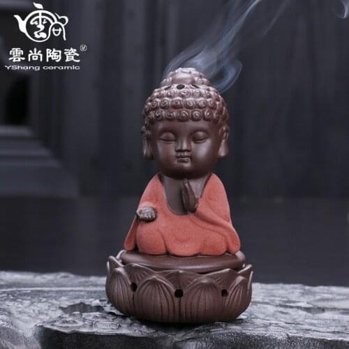 Creative Ceramic Incense Burner Little Monk Purple Sand Incense Burner Incense Burner Sandalwood Incense Burner Buddha Ornaments