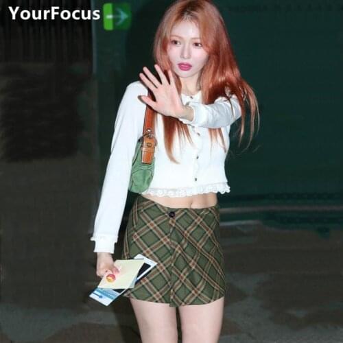Kim Hyun A mini skirt summer women vintage harajuku korean classic plaid mini skirt high waisted skirt