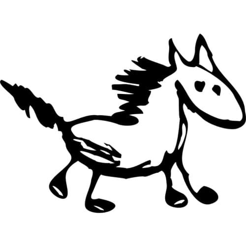Funny Hand Drawings Horse Car Styling Stickers Playful Vinyl Car Body Decal Black/Silver Sunscreen Waterproof,14cm*10cm