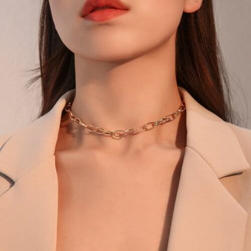 Punk Fashion Link Chain Choker Necklace for Women Simple Gold Silver Color Thick Chain Statement Charm Necklace Women Jewelry