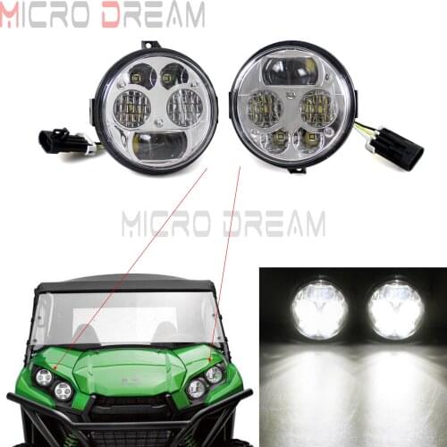 1 pair UTV & ATV Custom Chrome 6000K LED Headlight For Kawasaki Teryx4 Teryx 4 750 EPS LE 2012-2015 Brute Force 750 2012-2016
