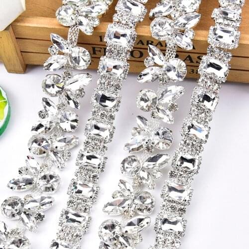1 Yard Clear Rabbit Glass Crystal Chain High Quality Rhinestone Metal Trim Ribbon DIY Bridal Dress Jewelry Garment Accessories