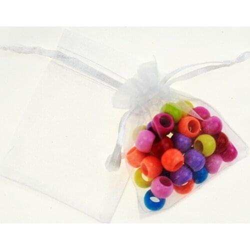 11*16cm 100pcs White Gift Bags For Jewelry/wedding/christmas/birthday Yarn Bag With Handles Packaging Organza Bags