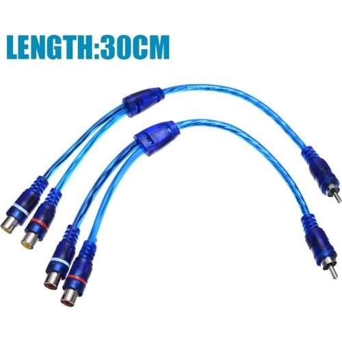 2pcs 30cm RCA Mic Audio Cable Car Y Splitter Adapter Cable 1 Male to 2 Female Oxygen Free Copper Cable For Car Home Audio