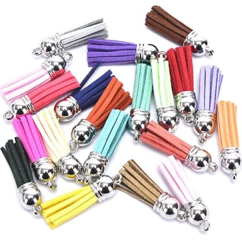 20Pcs/Set Small Cotton Silk Tassel Cords For Earrings With Metal Caps Charm Pendants Tassel Jewelry Making Findings 3.8CM