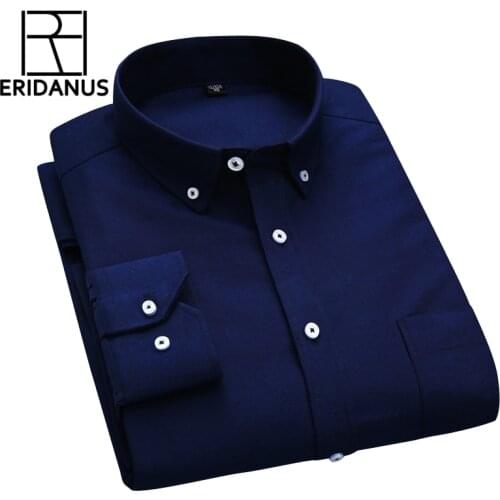 2016 New Design Business Formal Dress Shirts Spring Men Fashion Pure Color Long Sleeve Cotton Social Shirt Big Size 4XL M011