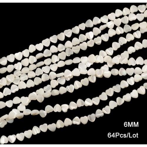 6mm Heart Shape White Natural Stone Beads Pearl Shell Beads For Jewelry Making Loose Spacer Beads DIY Charms Necklace Bracelet