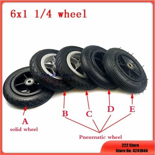 6X1 1/4 Wheels 150mm 6 inch solid / Pneumatic Tire Inner Tube with 4 inch rims for gas electric scooters e-Bike A-Folding Bike