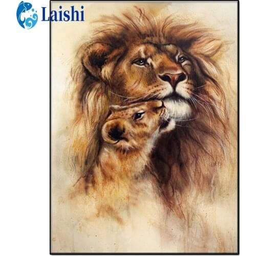 Diy Animal art, lion, parent-child Diamond Painting Diamond Embroidered Rhinestone Picture Mosaic stitch cross Home Decoration