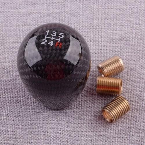 57mm Universal Car 5 Speed Carbon Fiber Manual Transmission Gear Stick Shift Knob Shifter M12 M10 M8