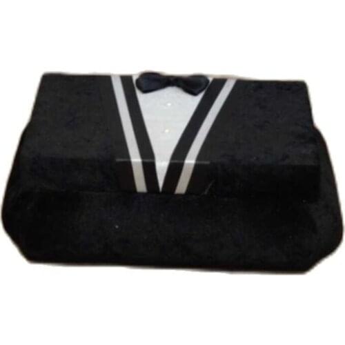 Damat Storage Box Home Decoration Avangarde Velvet box Set Avangarde Lux Groom Figured Velvet Dower chest Black Ceyiz
