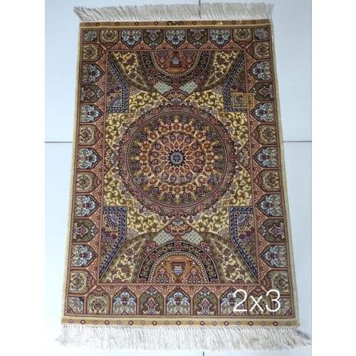 Free shipping 2'X3' 230 Line Handmade Silk Oriental Persian Rug hand Knotted silk carpet for home decoration