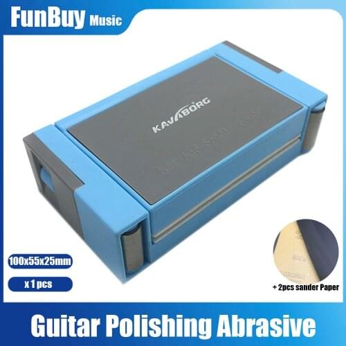Free Shipping Blue 100x55x25mm Guitar Saddle and Nut Sander Polishing Abrasive Kit with 2 Abrasive Papers Gift