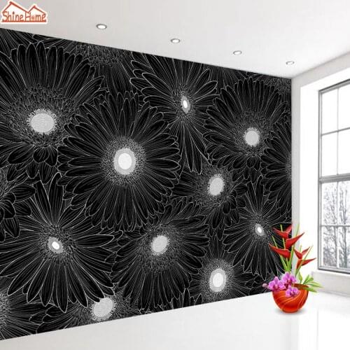Black White Floral Mural Wallpaper 3d Wall Paper Papers Home Decor Wallpapers for Walls Rolls Living Room Bedroom Peel and Stick