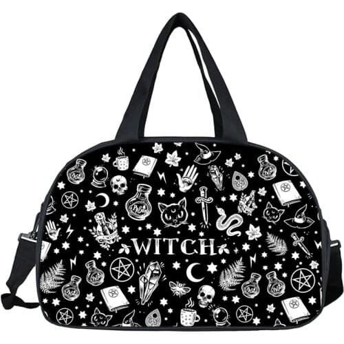 Fantasy witch / black cat / fairy print travel bags multifunctional storage bag women handbag casual totes travel duffle bag
