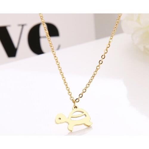 DOTIFI Stainless Steel Necklace For Women Tortoise Choker Chain Pendant Gold Necklaces Engagement Jewelry