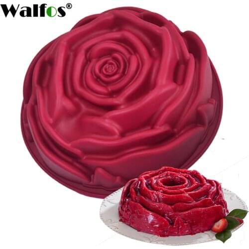 WALFOS Food Grade Silicone Rose Flower Cake Pan Baking Mold 9 Inches Mousse Cake Bread Baking Pan Pastry Mould Bakeware
