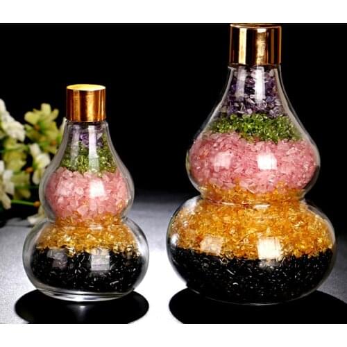 Creative Gourd Decoration Natural Crystal Crafts Beautiful Color Gravel Gourd Feng Shui Ornaments Home Decoration