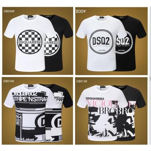 Summer New Dsquared2 Street Hip-Hop Round Neck Short-Sleeved T-shirt Cotton Locomotive Letter Printing Casual Tee Men/Women