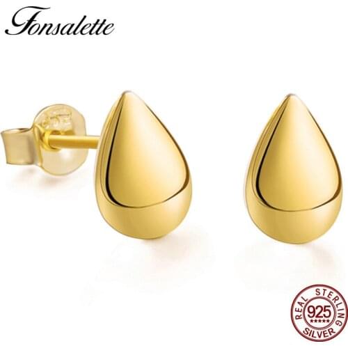 Fonsalette Minimalism 925 Sterling Silver Tiny Teardrop Earrings Waterdrop Stud Earrings woman jewelry birthday gift 2020