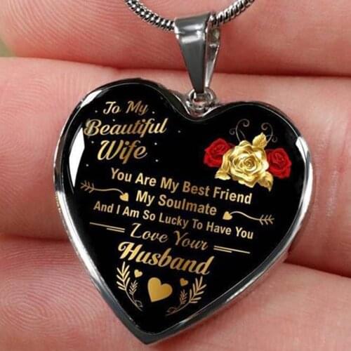 To My Beautiful Wife You Are My Best Friend My Soulmate Heart Pendant Necklace To Wife Anniversary Birthday Gift From Husband