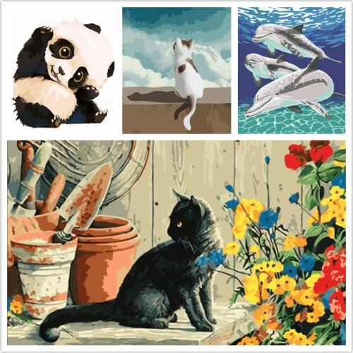 Painting By Numbers 40*50cm Frame Animals Oil Picture Drawing Coloring Canvas By Number For Home Decors Art