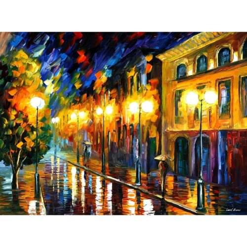 Landscape Modern paintings with Palette knife art oil on Canvas fascination of the night Handmade high quality